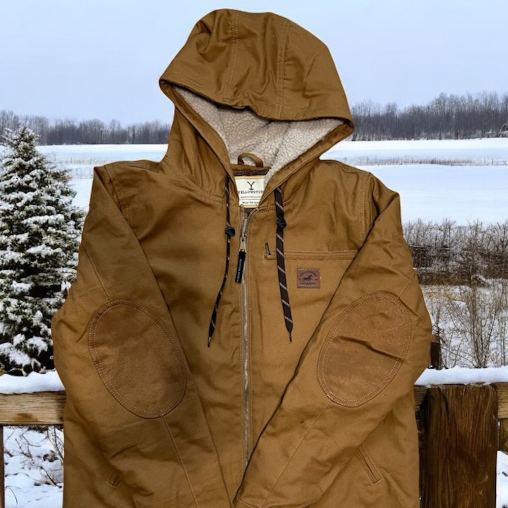 YELLOWSTONE DUTTON RANCH BROWN COTTON COAT MEDIUM WEIGHT SIZE LARGE